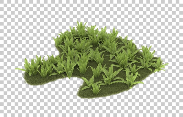 PSD 透明な背景に芝生のフィールド。 3 d レンダリング - イラスト