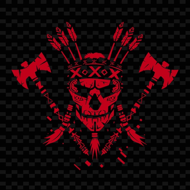 PSD fierce tribal conquistador society logo met tomahawks en b creatieve tribale vector ontwerpen