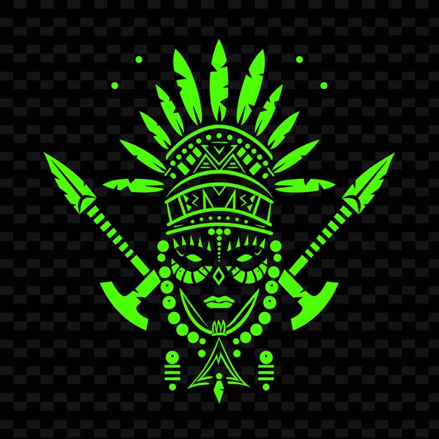 PSD Логотип общества ожесточенных племенных завоевателей с томахоками и б креативными племенными векторными дизайнами