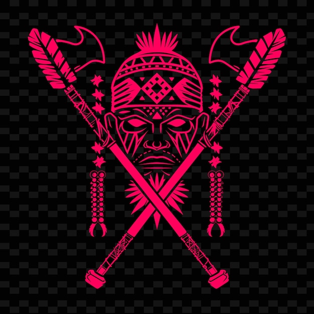 PSD fierce tribal warrior society logo met tomahawks en kralen creatieve tribal vector designs