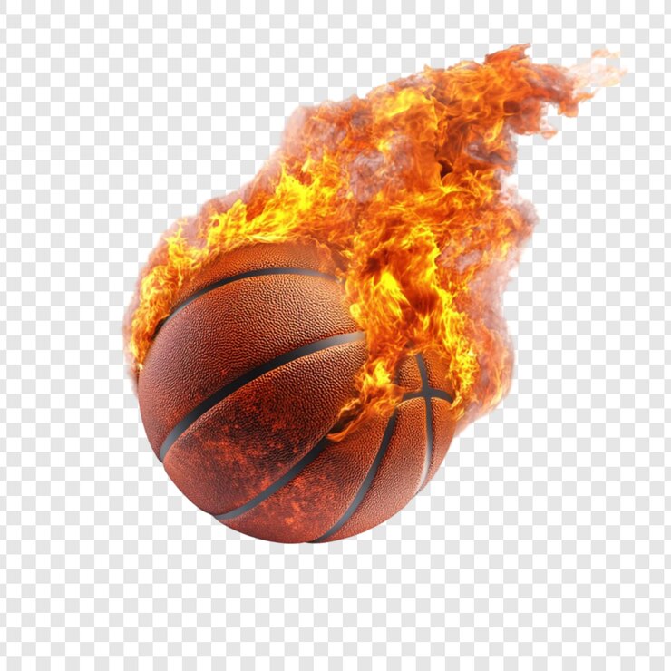 PSD fiery basketball intense game action sport