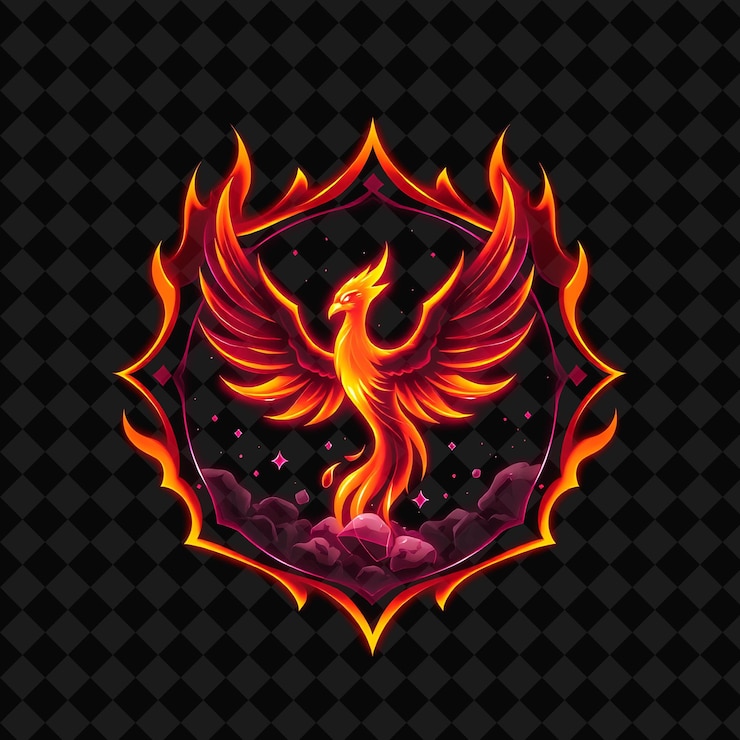 PSD a fiery dragon with a black background with a star and stars on it