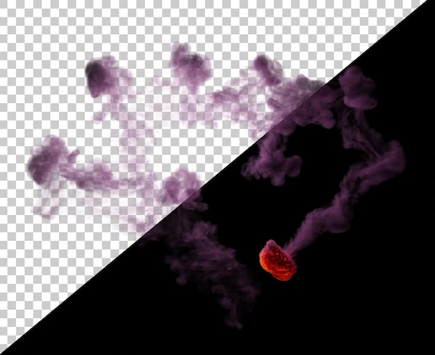 Огненный взрыв в форме сердца 3D рендеринг Абстрактное пламя с дымом