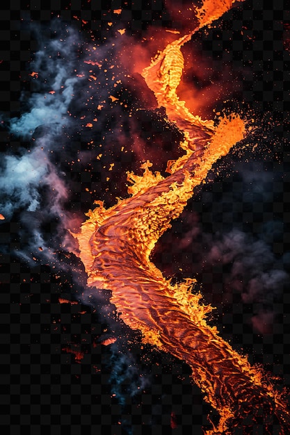 PSD a fiery landscape with a snake in the middle