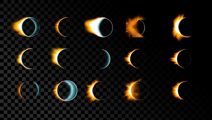 PSD fiery moon phases animation