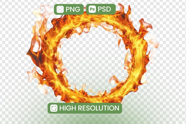 Fiery Ring of Flame HighResolution PNG and PSD Graphic Resource for Design Projects Perfect for adding a Burning Effect to any visual Download Now and Ignite Your Creativity
