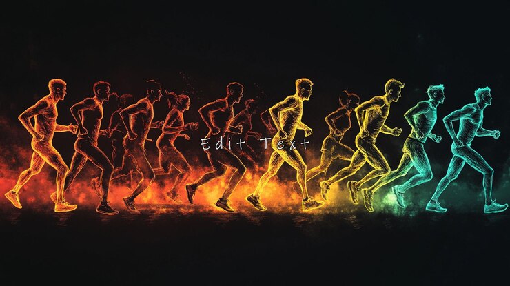 PSD fiery runners in vibrant motion blur