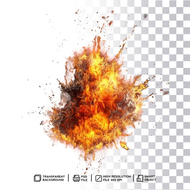 PSD fiery shatter psd blast effect on transparent isolated background