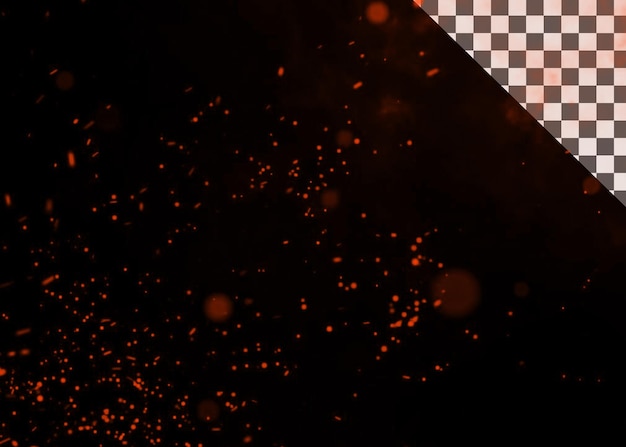 Fiery sparks in the darkness with transparent corner animation