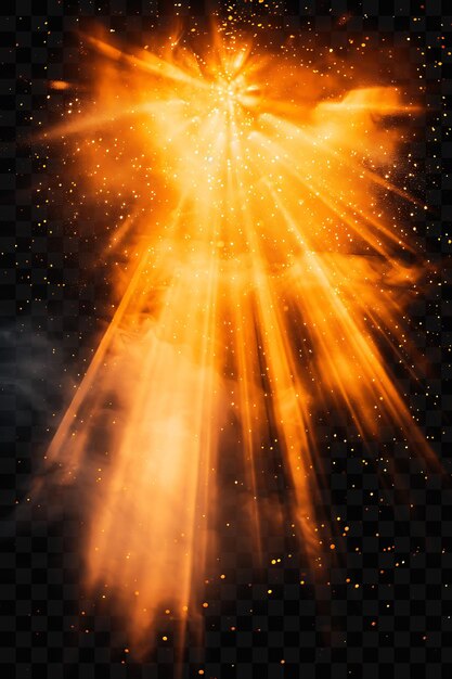 PSD a fiery star with a bright orange and yellow light on a black background