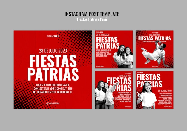 PSD fiestas patrias peru 축하 인스 타 그램 게시물