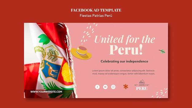 PSD fiestas patrias peru facebook template