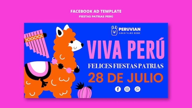 Fiestas patrias peru viering facebook-sjabloon