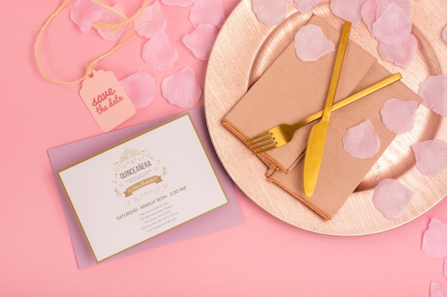 fifteen birthday invitation and cutlery