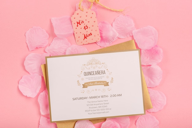 PSD fifteen birthday invitation and label