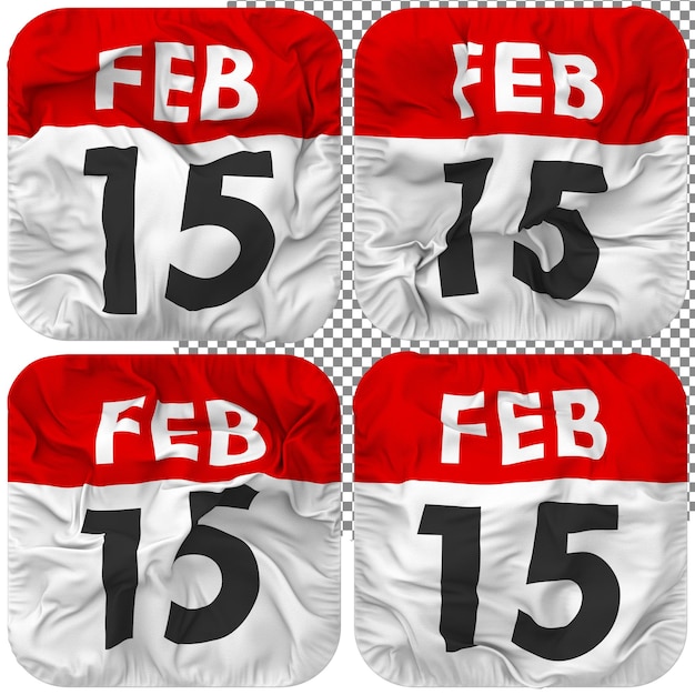 PSD fifteenth 15th friday date calendar icon isolated four waving style bump texture 3d rendering