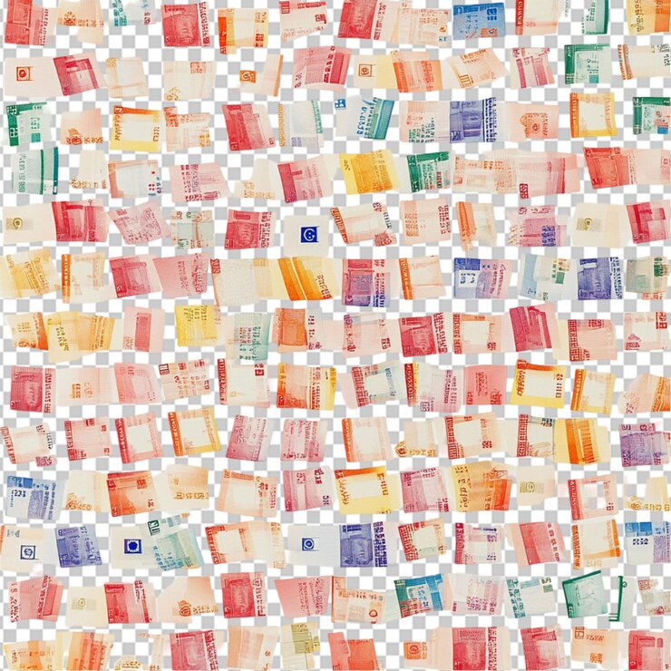 PSD fifty and hundred euro banknotes pattern on transparent background
