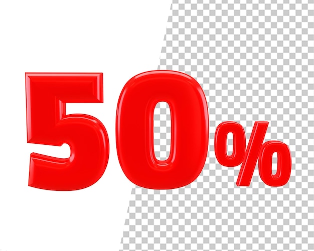 Cinquanta percento di sconto sul rendering 3d di sconto sulla vendita del 50%.