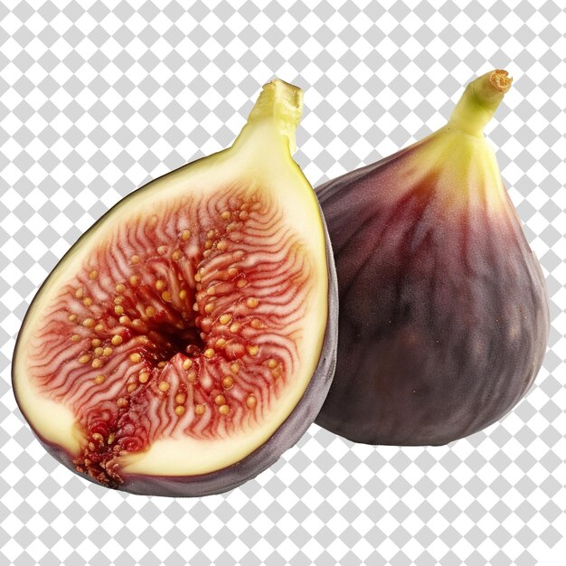 PSD fig fruit whole and sliced isolated on transparent background psd file