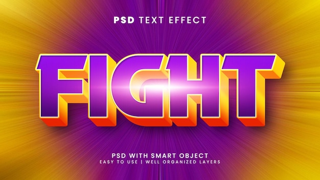 Борьба с 3d-редактируемым текстовым эффектом с атакой и стилем текста битвы