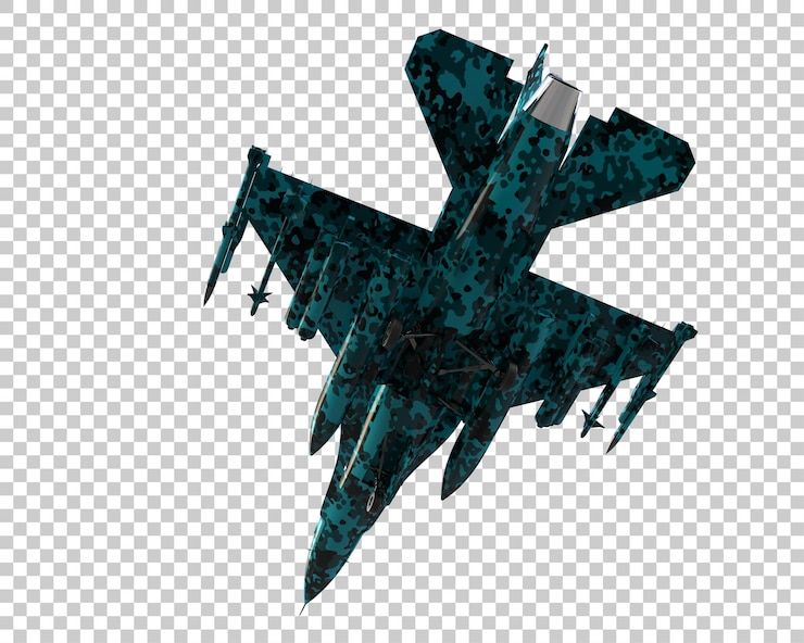 PSD 戰鬥機隔離在背景上的 3d 渲染插圖