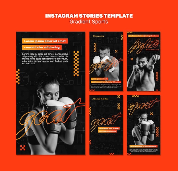 PSD modello di storie di instagram di sport di combattimento