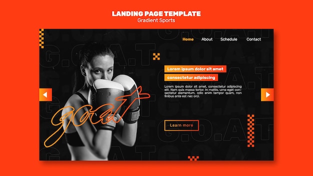 PSD fighting sports landing page template