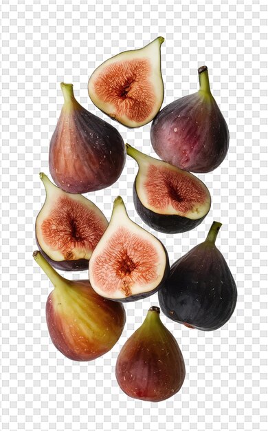 Figs are arranged in a line on a white background