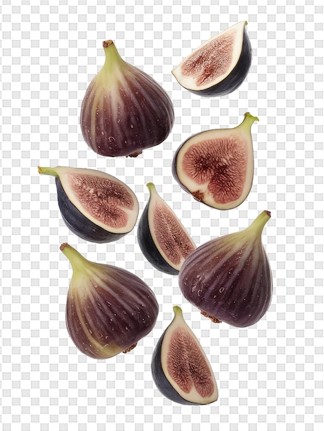 PSD figs of various fruits on a white background