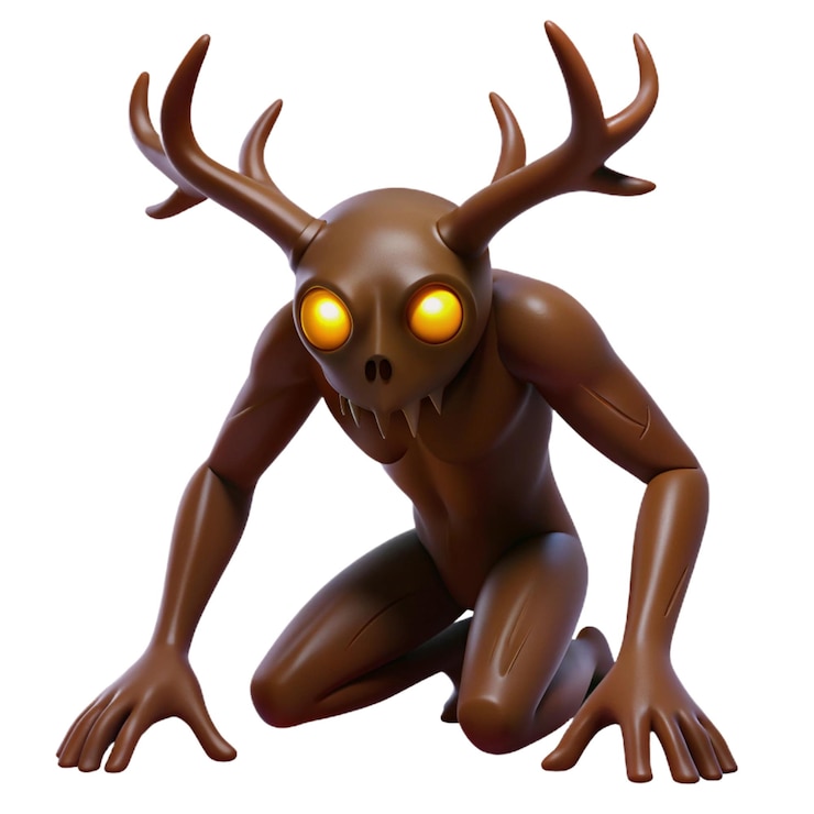 PSD a figure with glowing eyes and antlers is shown in this image