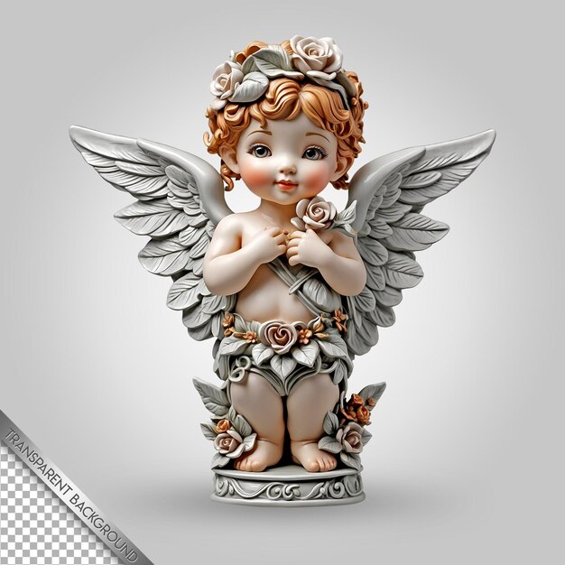 PSD a figurine of an angel holding a flower