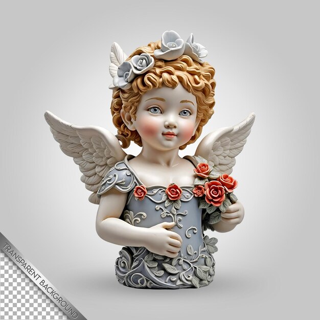 PSD a figurine of an angel holding a flower