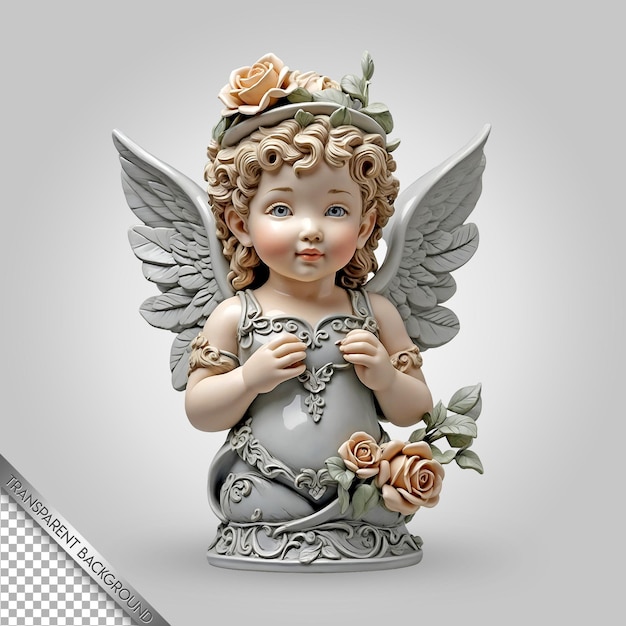 PSD una statuetta di un angelo con dei fiori sulla testa
