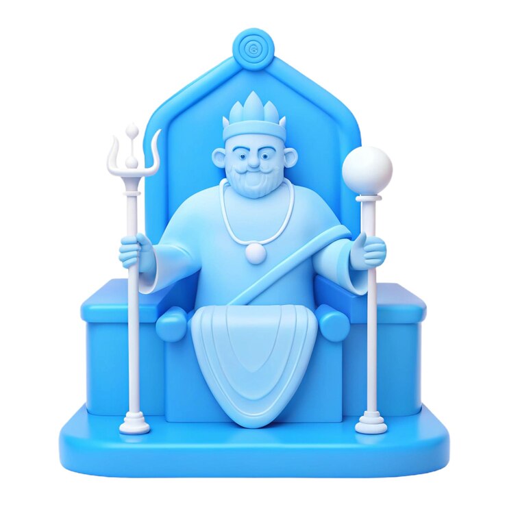 PSD a figurine of a king in a blue throne