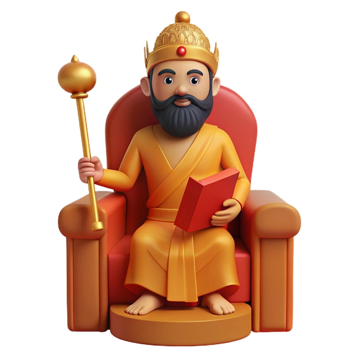 PSD a figurine of a king sits in a chair with a book titled quot the king quot