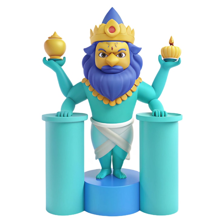 PSD a figurine of a king with a blue cape and gold crown