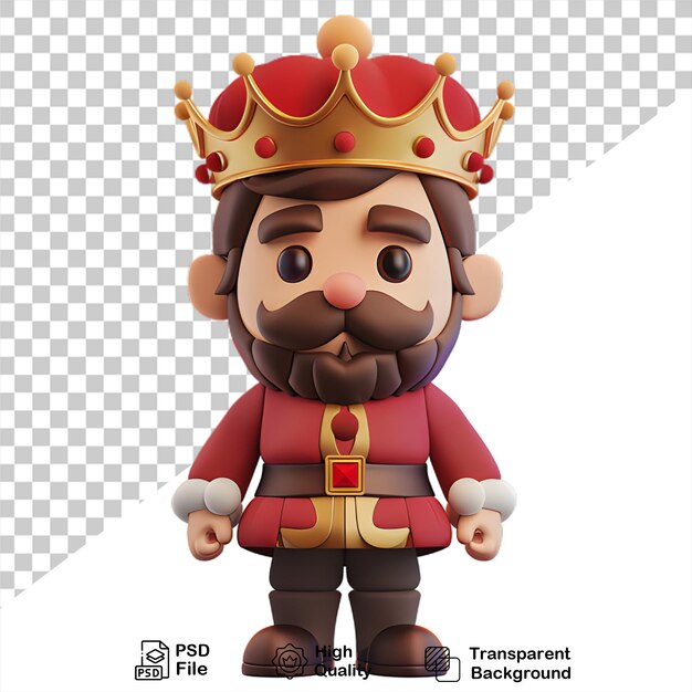 A figurine of a king with a crown on it isolated on transparent background