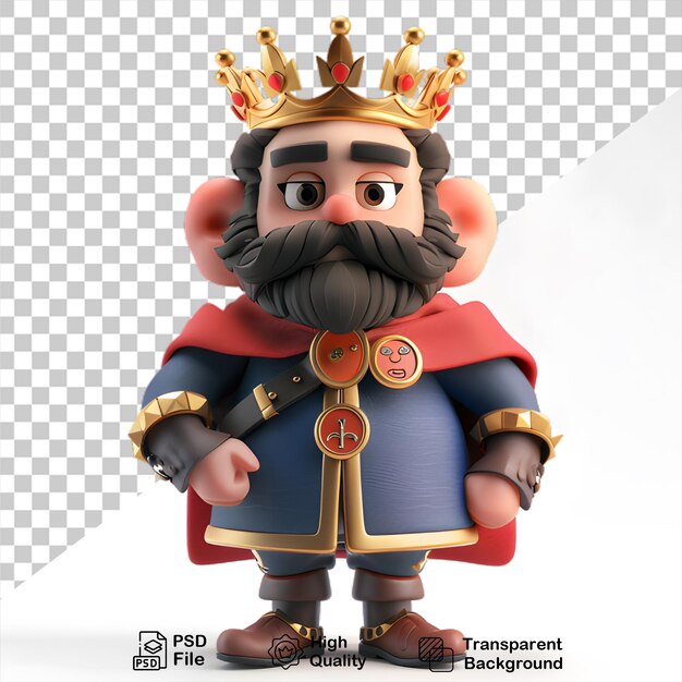 PSD a figurine of a king with a crown on it isolated on transparent background