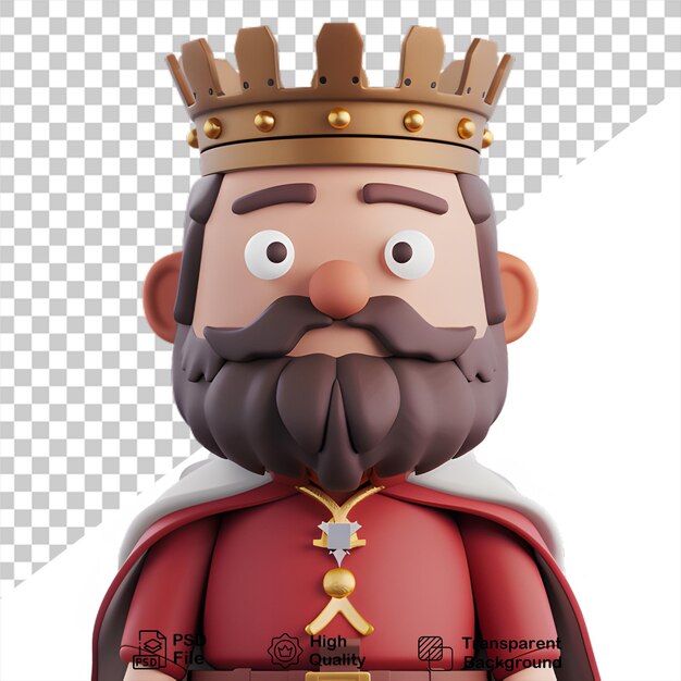 PSD a figurine of a king with a crown on it isolated on transparent background