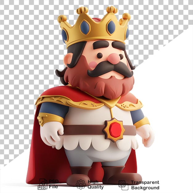 PSD a figurine of a king with a crown on it isolated on transparent background