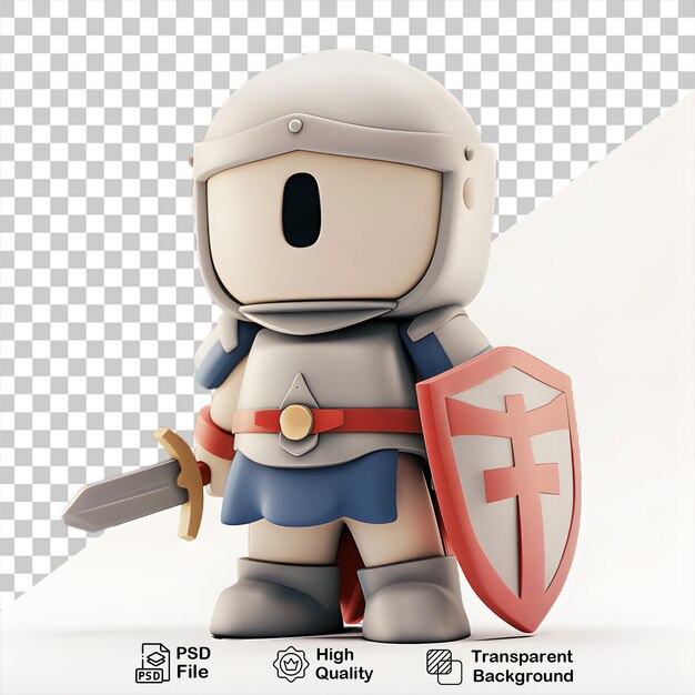 PSD a figurine of a knight with a sword and shield on transparent background