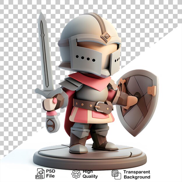 PSD a figurine of a knight with a sword and shield on transparent background