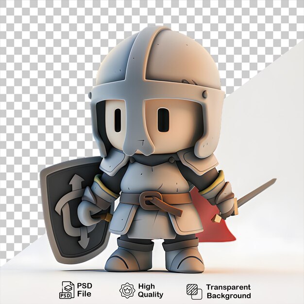 PSD a figurine of a knight with a sword and shield on transparent background