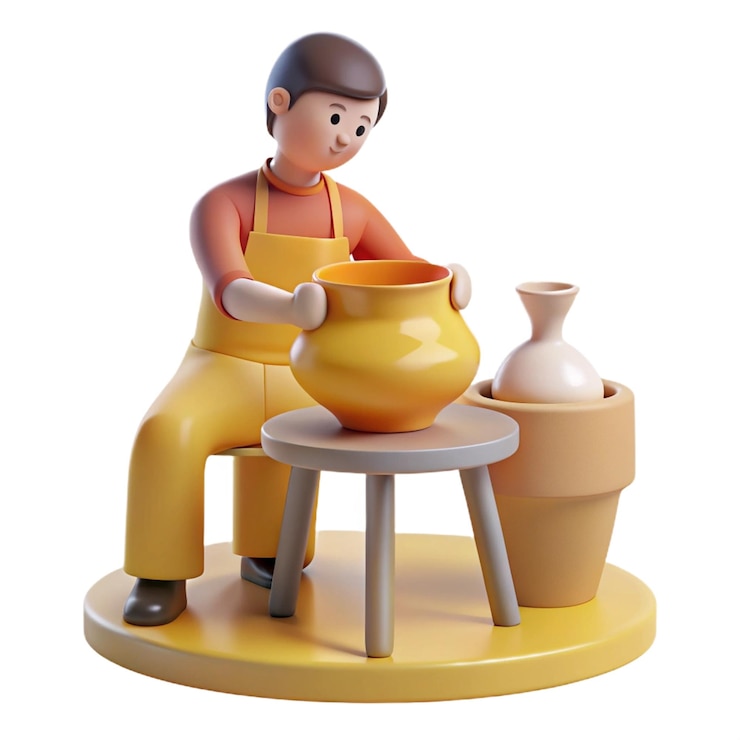 PSD a figurine of a man with an apron on