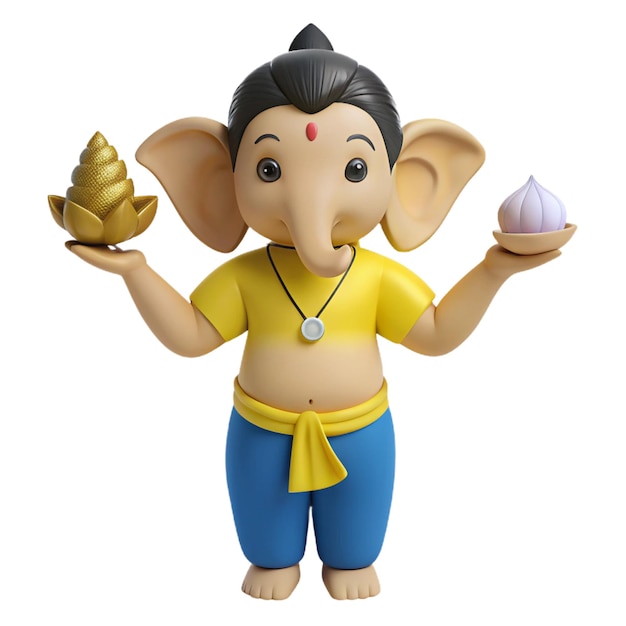 PSD a figurine of a monkey with a gold egg in his hand