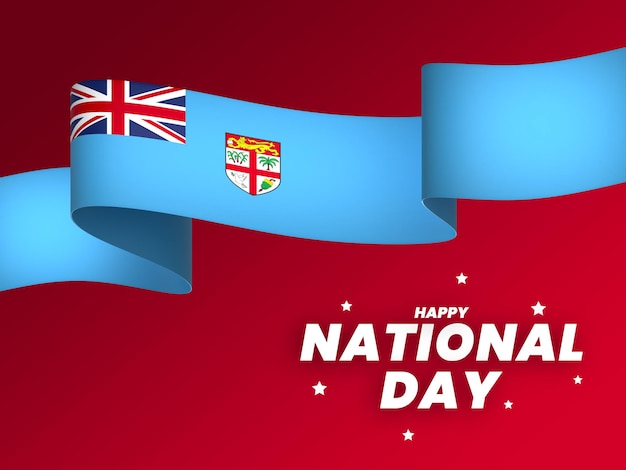 fiji flag element design national independence day banner ribbon psd