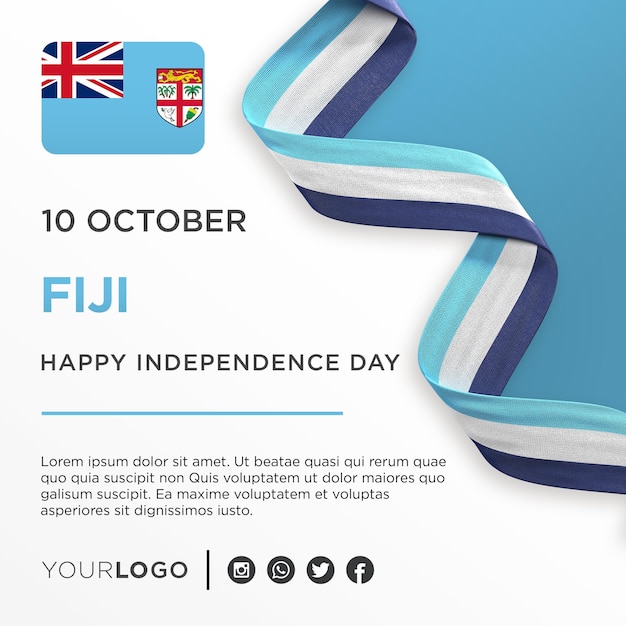 Fiji Nationale Onafhankelijkheidsdag Viering Banner Nationale Verjaardag Social Media Postsjabloon