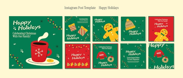 PSD fijne feestdagen instagram-berichten