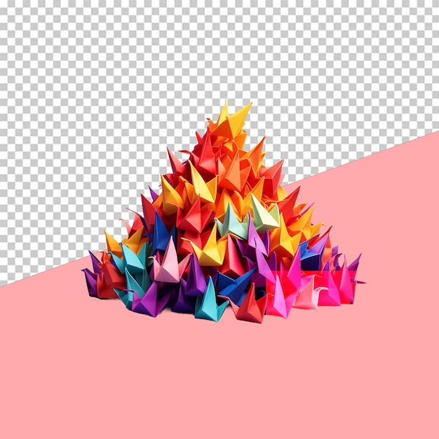 PSD filcowy kapelusz kolorowych żurawi origami izolowany obiekt na przezroczystym tle