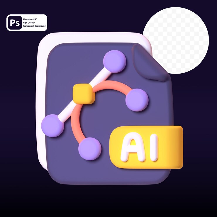 PSD file in 3d render for graphic asset web presentation or other